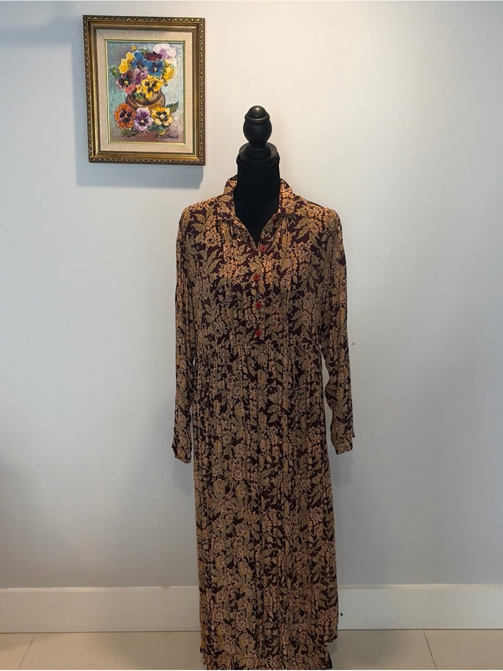 Vintage fall 90s y2k Floral Maxi Dress Whimsigoth Prairiecore grunge Boho